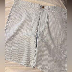 J. Crew Light Blue and White Striped Stretch Shorts